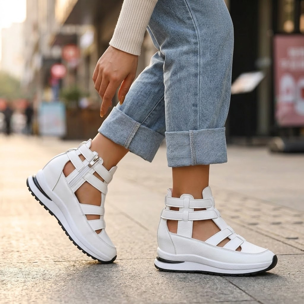 Veluna™ - Caged Wedge Sandals with Hidden Platform