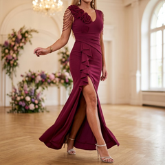 Roselani™ – Rosette Shoulder Mermaid Evening Gown