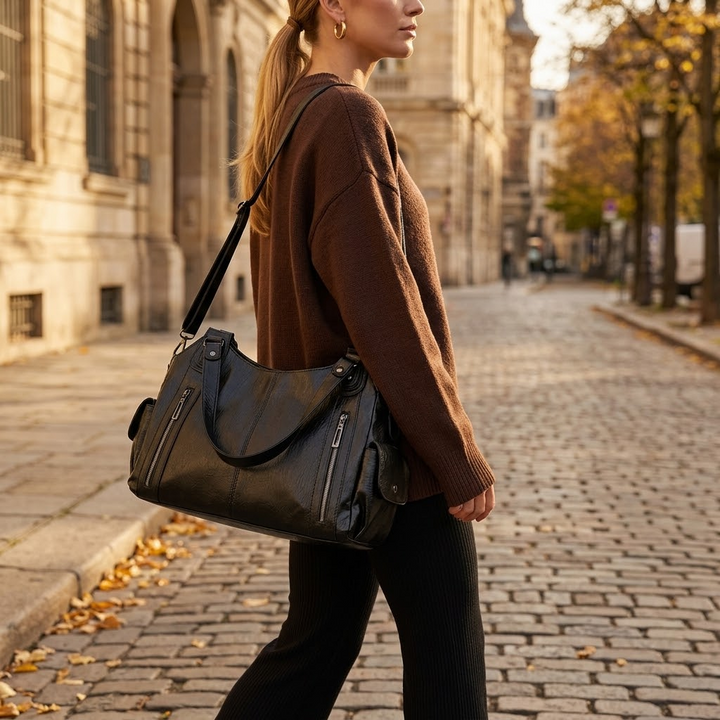 Noirvere™ — Slouchy Vegan Leather City Tote