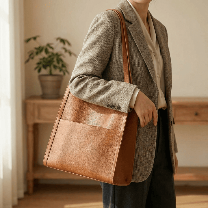 Solenne™ Soft Leather Shoulder Tote