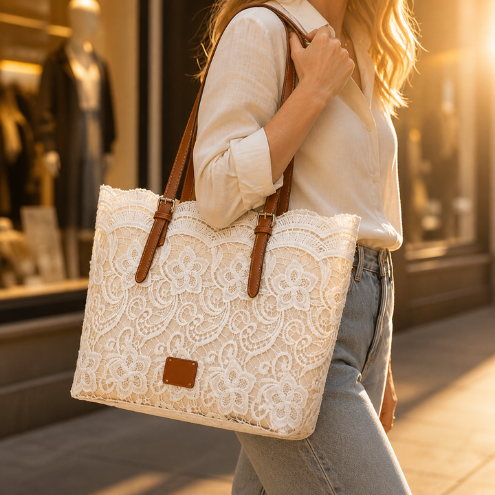 Lacelune™ - Floral Lace Shoulder Tote for Daily Essentials