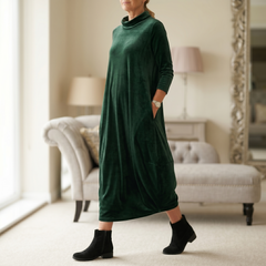 Sofelle™ - Velvet Cocoon Midi Dress with Hidden Pockets