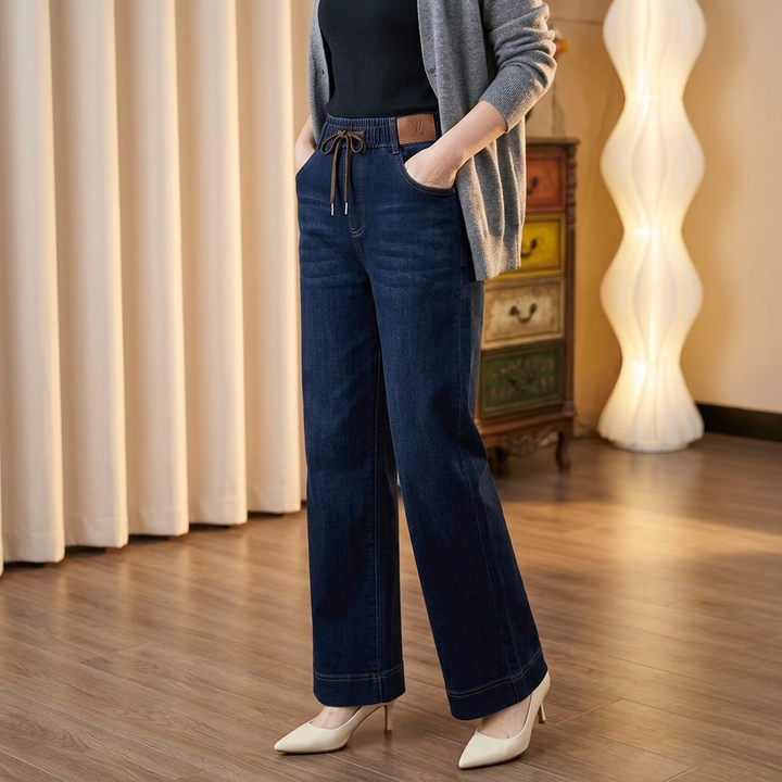 Velora™ – Drawstring Wide-Leg Comfort Jeans