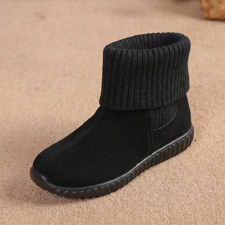 Cozella™ – Knit Cuff Suede Ankle Booties
