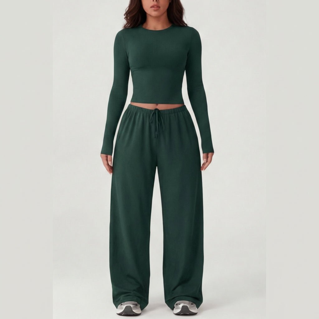 Velaire™ – Soft Crop Top and Wide Leg Pants Set