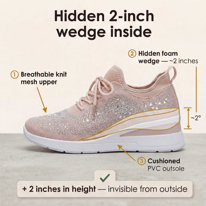Stellara™ – Rhinestone Wedge Sneakers for Women