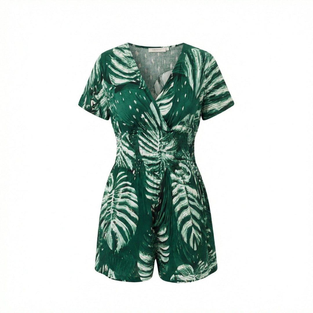 Soleia™ – Tropical Wrap Romper With Pockets
