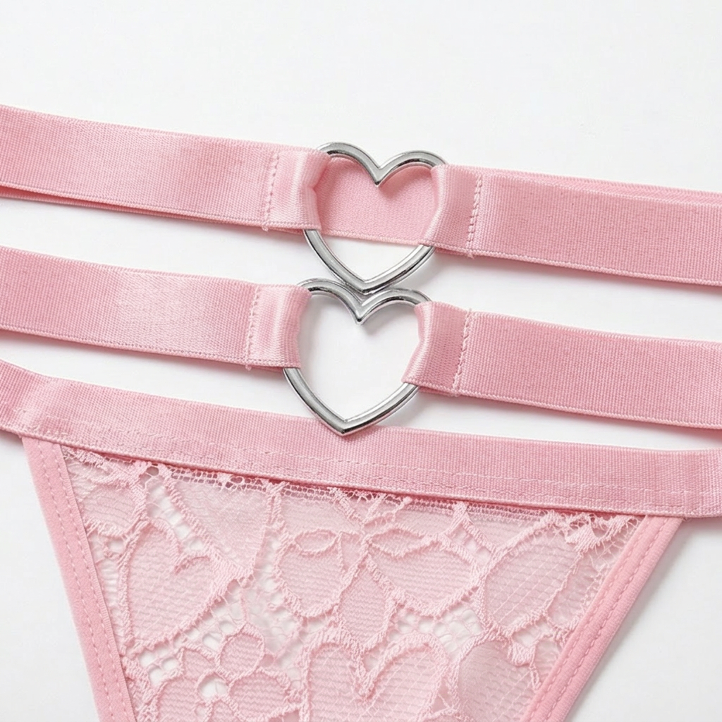 Adoré™ – Heart Chain Lace Garter Lingerie Set