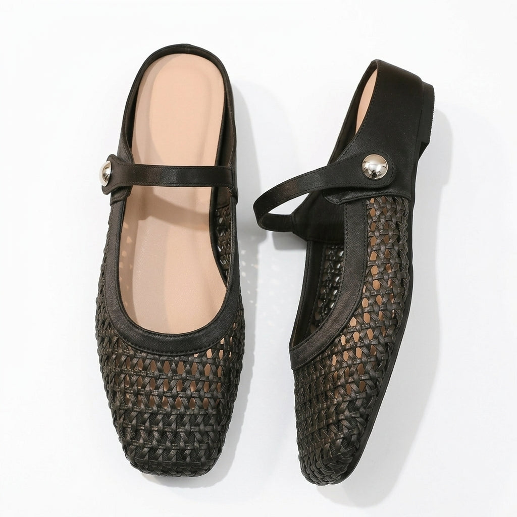 Tessara™ – Woven Square Toe Mary Jane Mules
