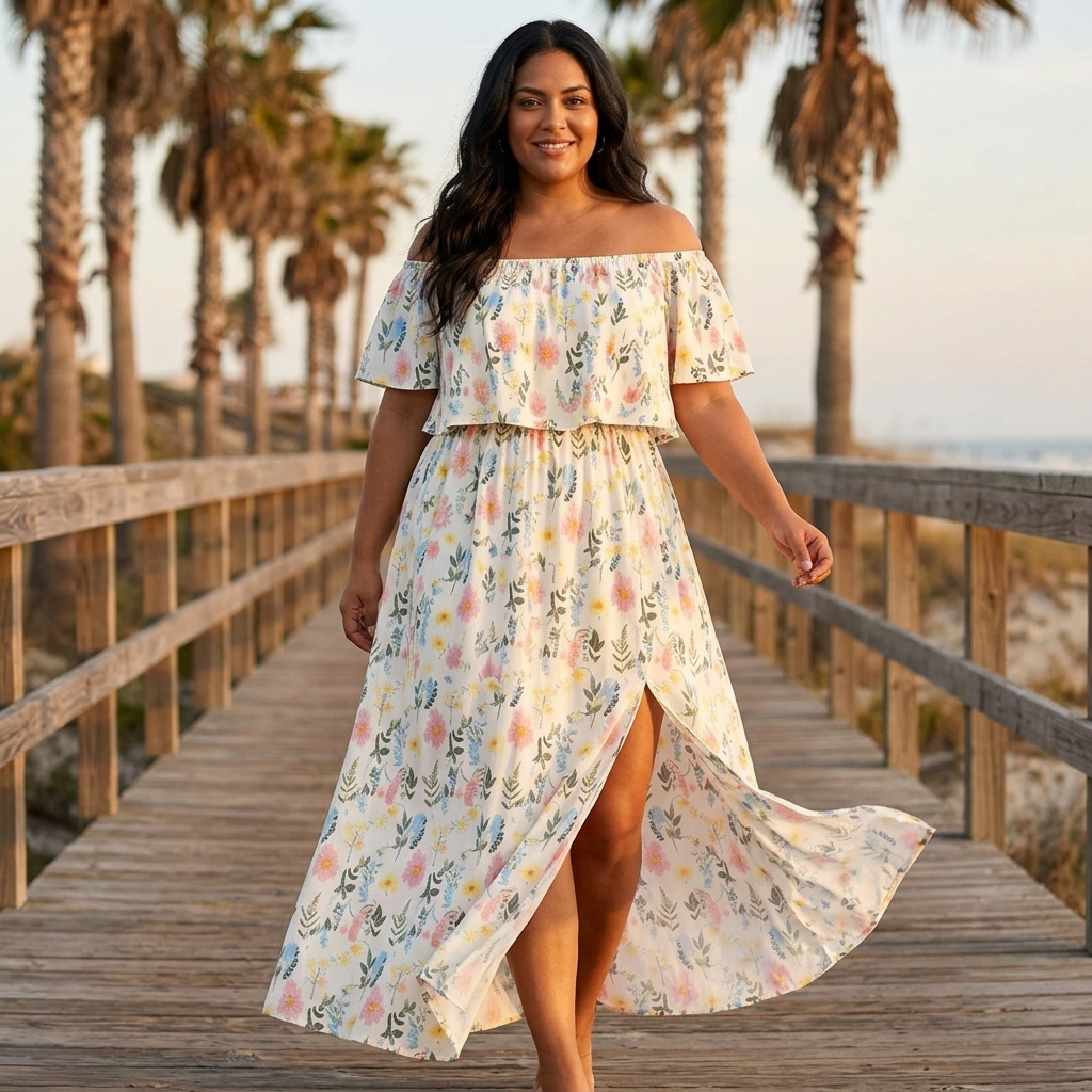 Florevia™ – Off-Shoulder Floral Maxi Dress with Hidden Pockets