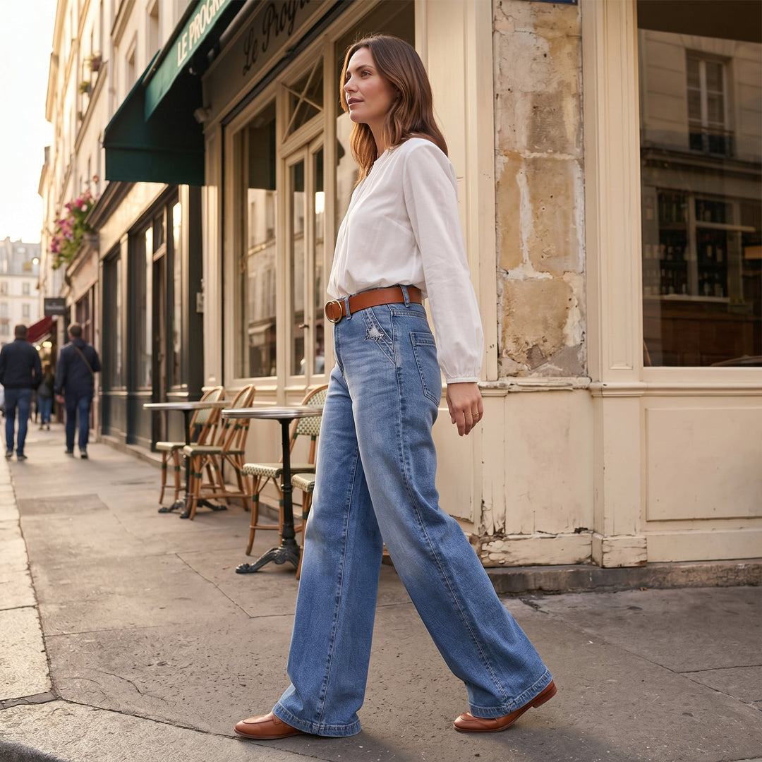 Luvenza™ - Vintage Wide-Leg Flare Jeans for Effortless Style