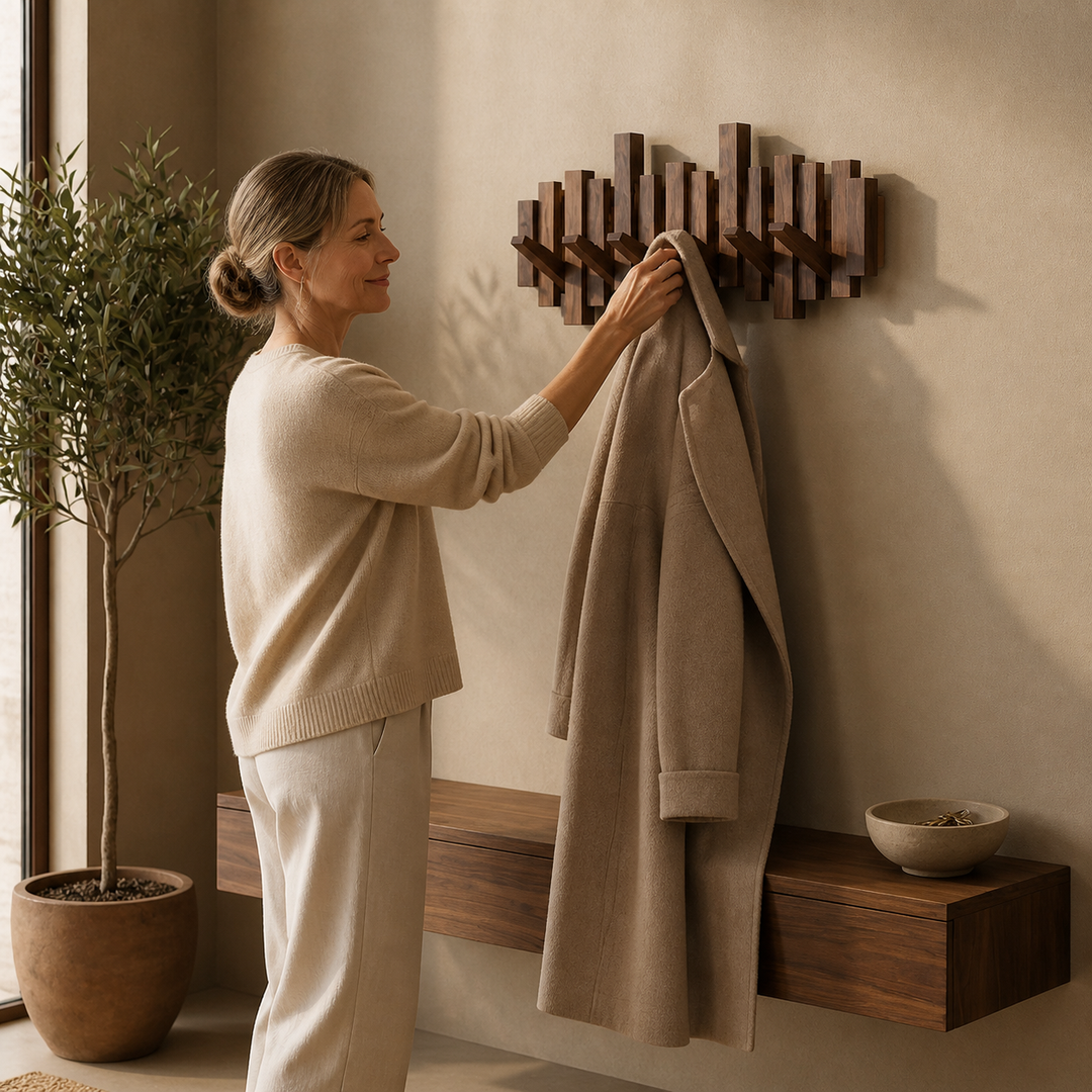 Wovenhall™ – Sculptural Wood Wall Coat Rack
