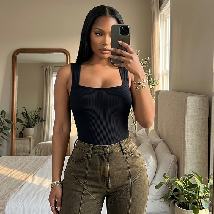 Snatella™  Snatched Square Neck Bodysuit for Everyday Layering