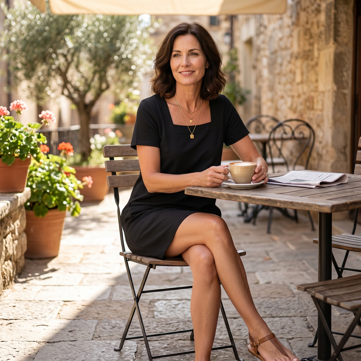 Soliva™ - Soft Square-Neck Pocket Dress
