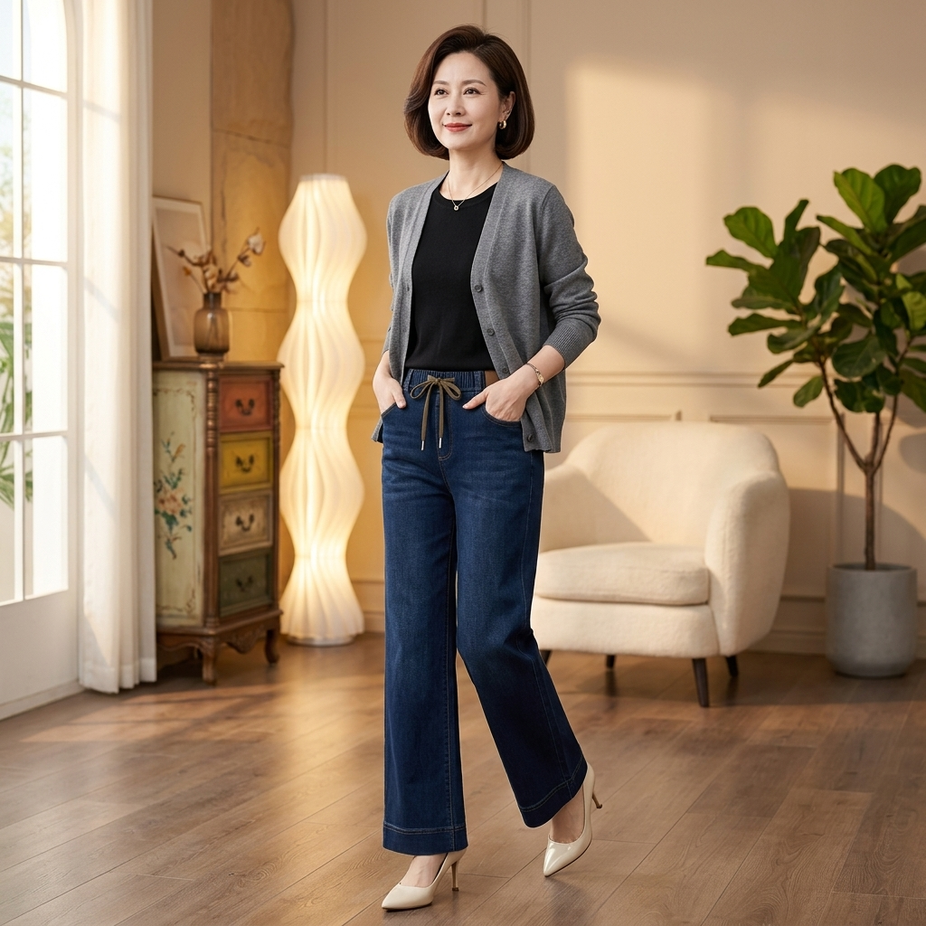 Velora™ – Drawstring Wide-Leg Comfort Jeans
