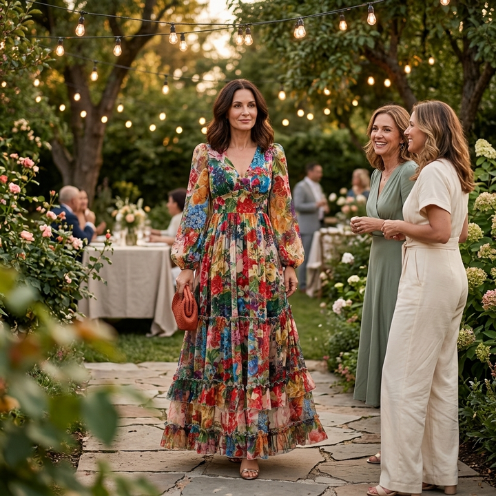 Floressa™ – Tiered Floral Maxi Dress with Lantern Sleeves