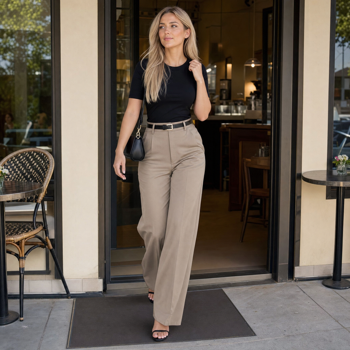 Velora - Women's High-Waist Wide-Leg Trousers with Pockets