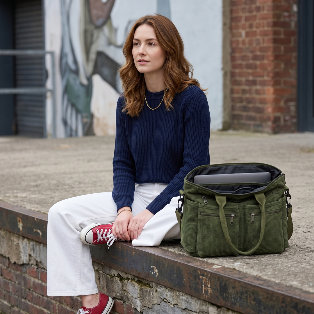 Lunavia™ - Corduroy Utility Tote with 6 Pockets