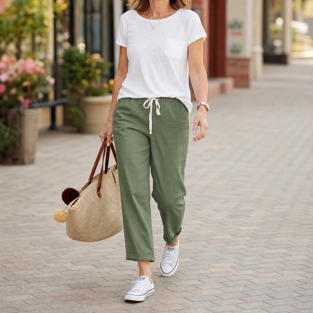 Lirenza™ – Soft Linen Ankle Pants for Everyday Wear