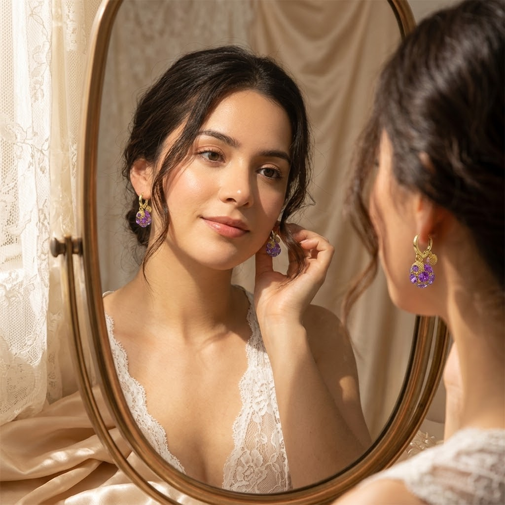 Violetta™ Romantic Amethyst Crystal Earrings for Her