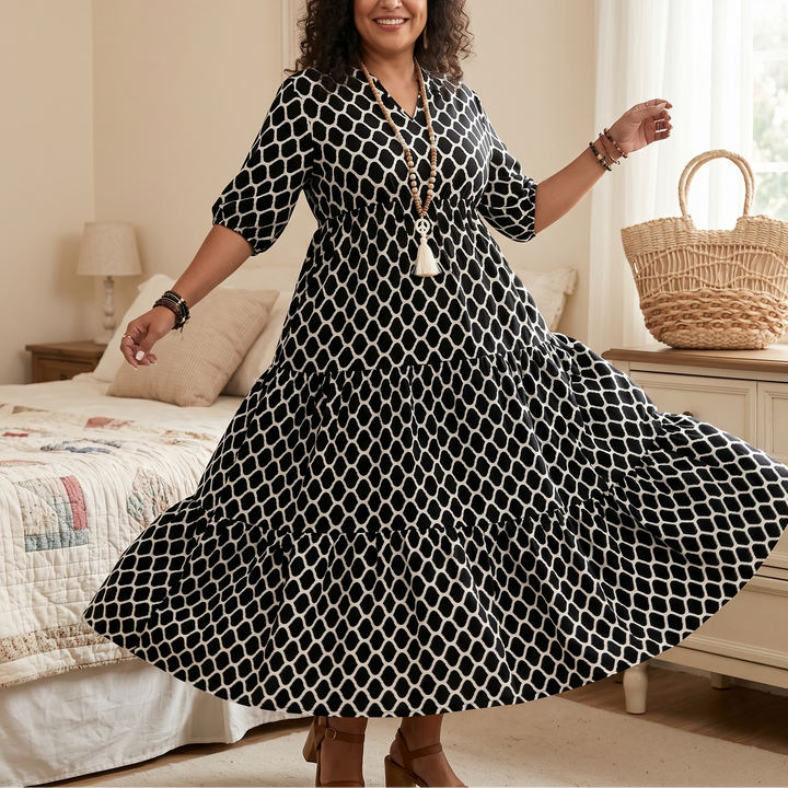 Curvella™ – Boho Maxi Dress with Pockets