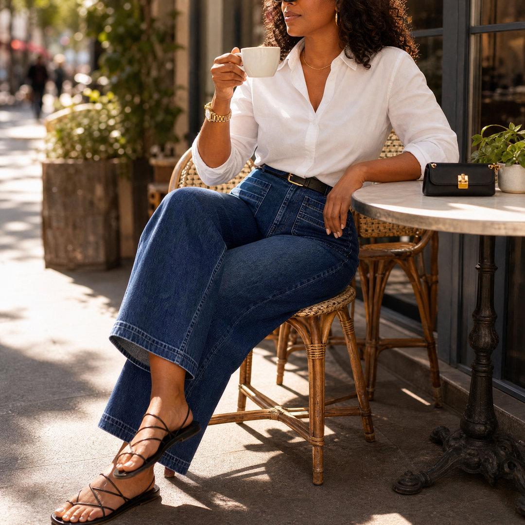 Vellora™ – Patch-Pocket Wide-Leg Jeans
