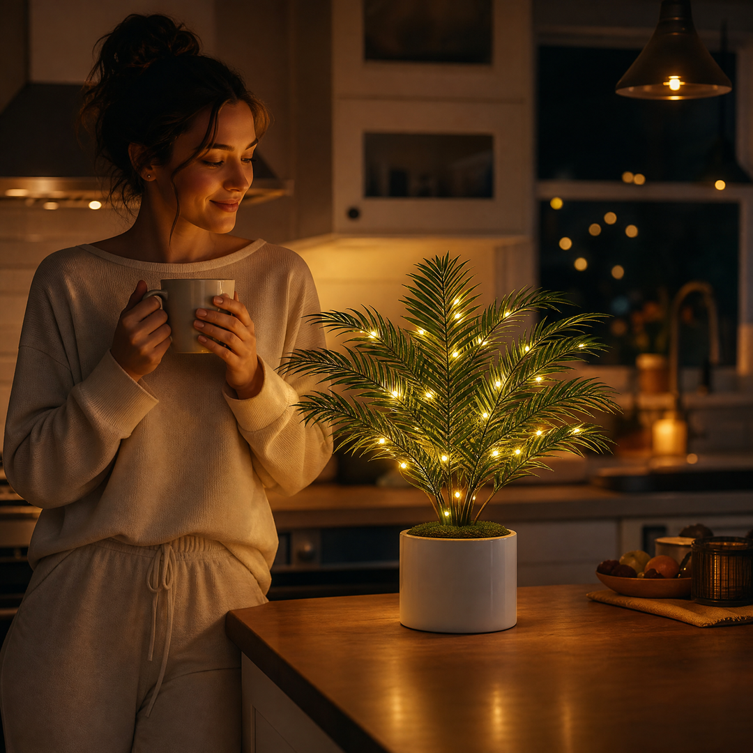 Palmora™ – Areca Palm LED Lamp with Pot