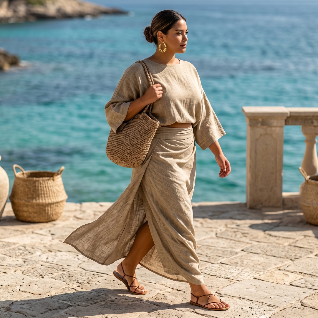 Lunavia™ Kimono Sleeve Two-Piece Set for Effortless Elegance