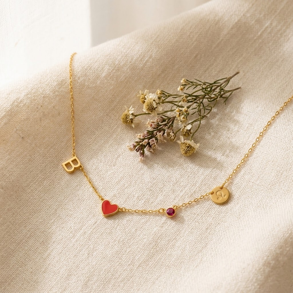 Veluna™ - Personalized Initial Charm Necklace with Birthstone & Zodiac