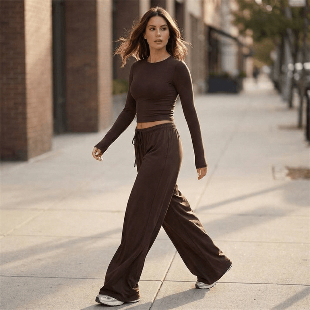 Velaire™ – Soft Crop Top and Wide Leg Pants Set