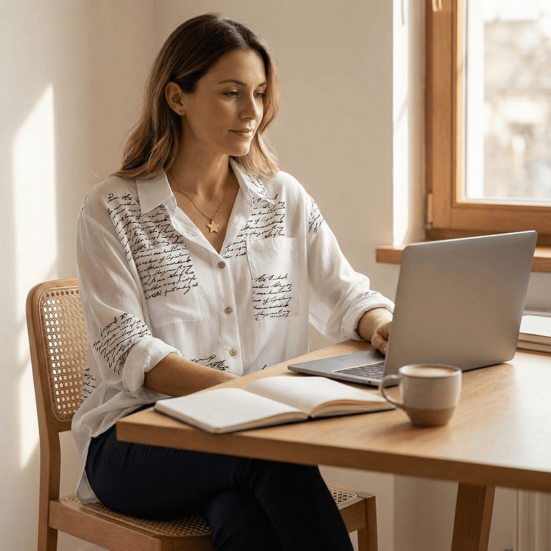 Letterelle™ – Handwritten Script Viscose Blouse