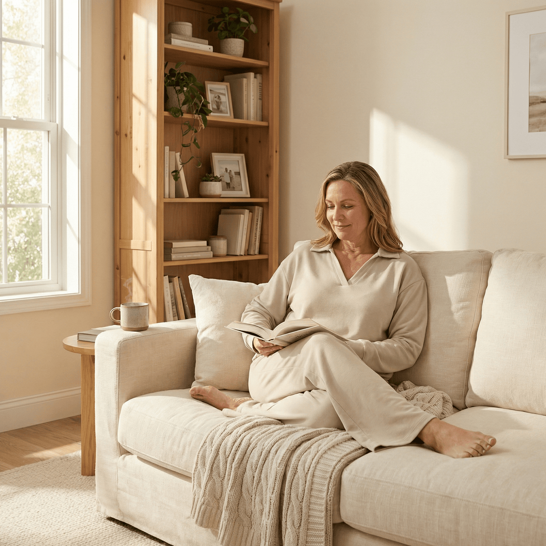 Veluna™ – Soft V-Neck Lounge Set with Wide Leg Pants