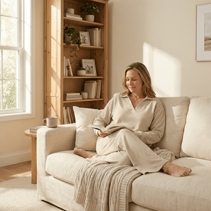 Veluna™ – Soft V-Neck Lounge Set with Wide Leg Pants
