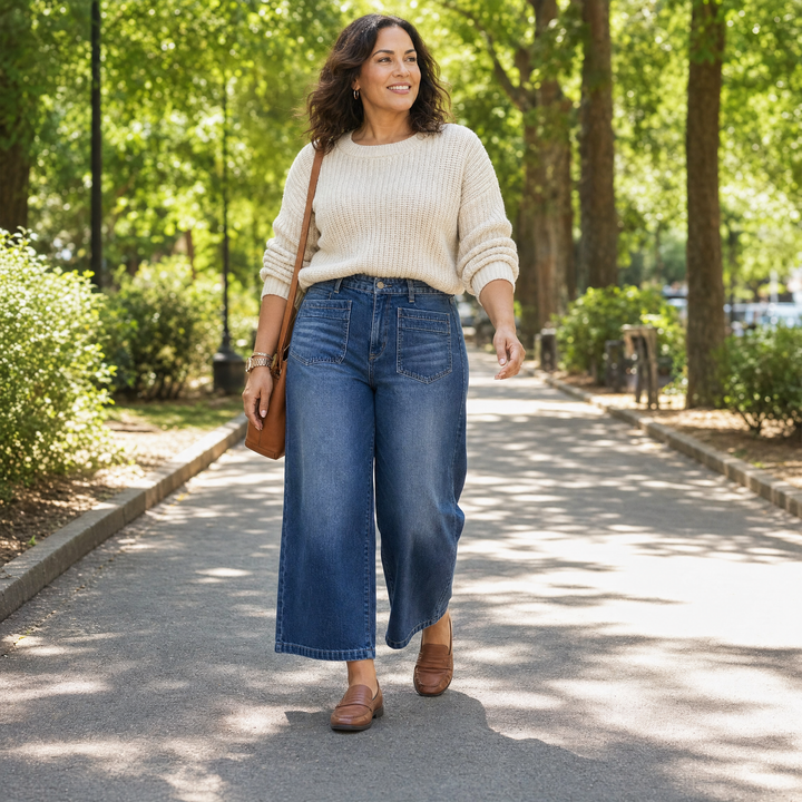 Vellora™ – Patch-Pocket Wide-Leg Jeans