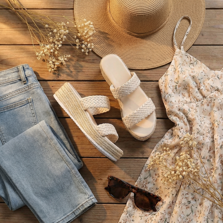Solara™ Braided Platform Wedge Slides