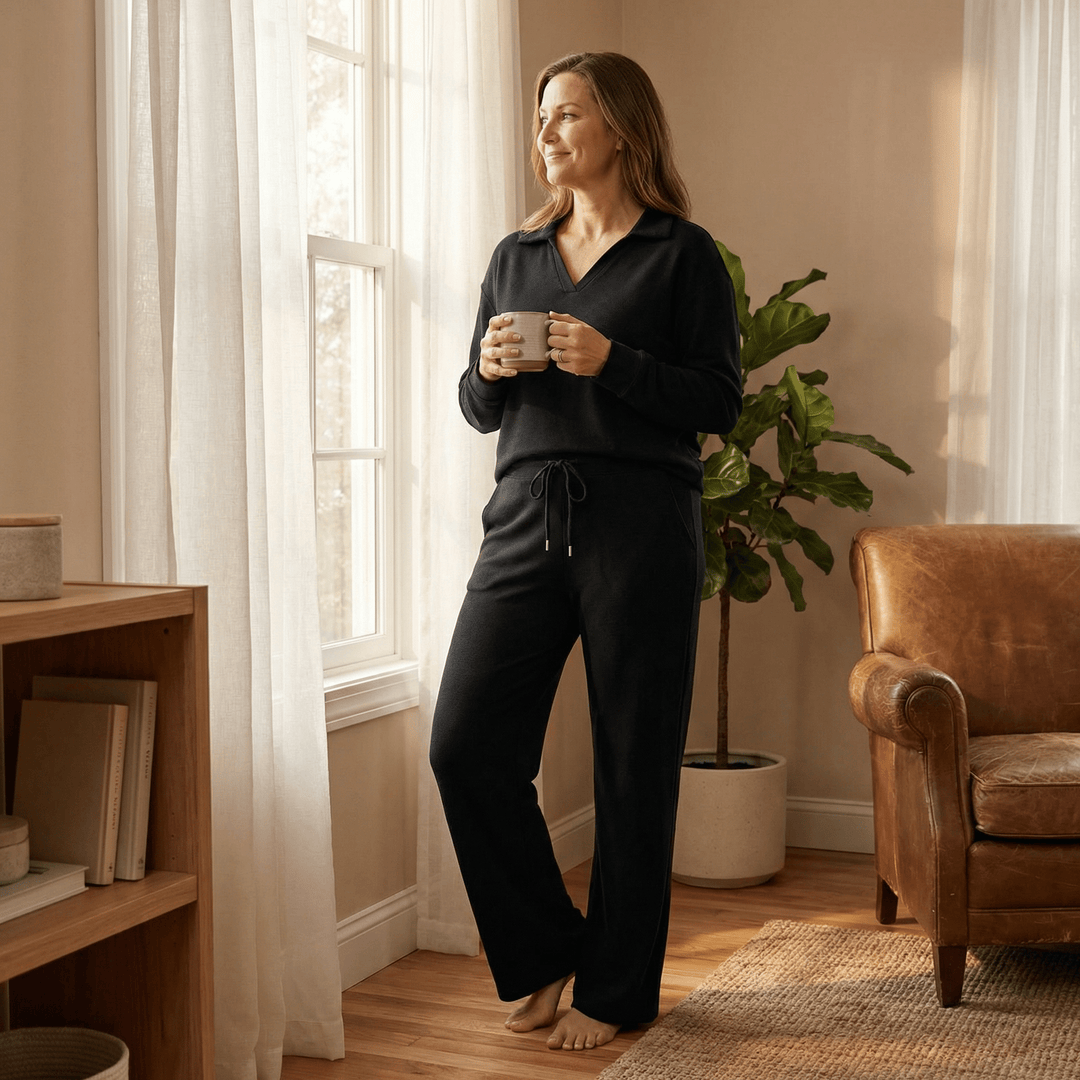 Velaire™ – V Neck Blouse and Wide Leg Pants Set