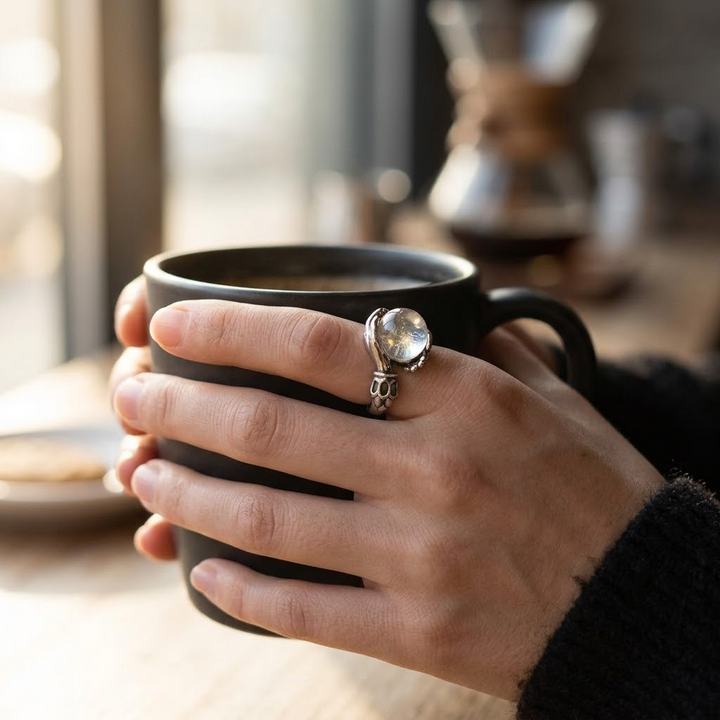 Orbivra™ — Gothic Crystal Ball Statement Ring