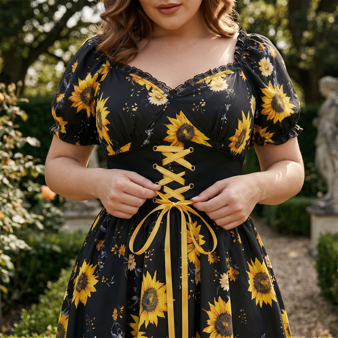 Florenza™ – Sunflower Corset Midi Dress