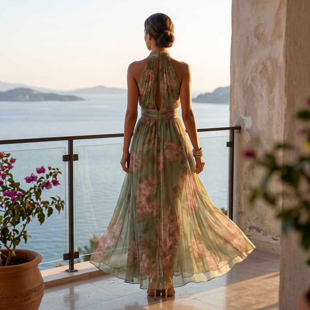 Rosalie™ – Flowy Sage Floral Summer Maxi