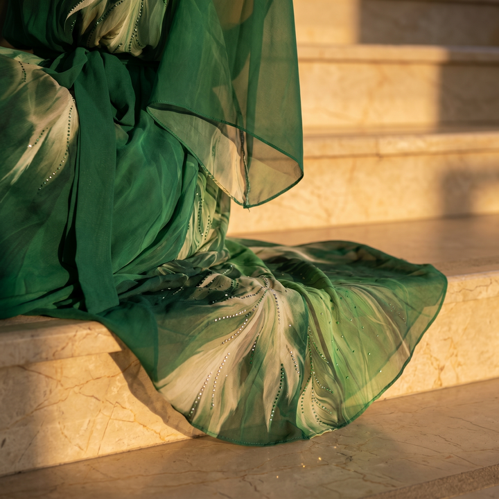 Aurelinea™ Painted Chiffon Maxi Dress