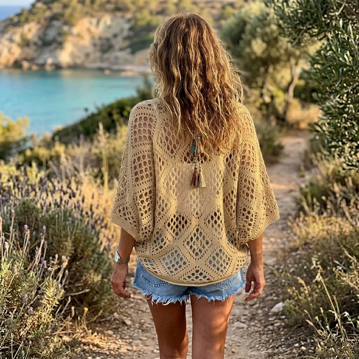 Sunfara™ – Bohemian Crochet V-Neck Top