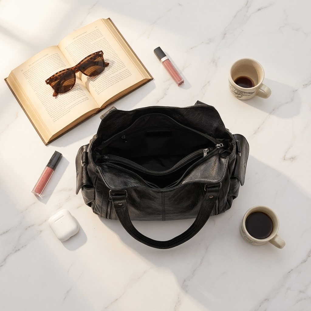 Noirvere™ — Slouchy Vegan Leather City Tote
