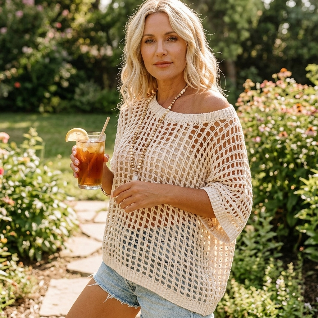 Aerela™ – Breezy Open Weave Knit Top