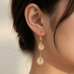 Lunavia™ – Woven Gold Crystal Drop Earrings