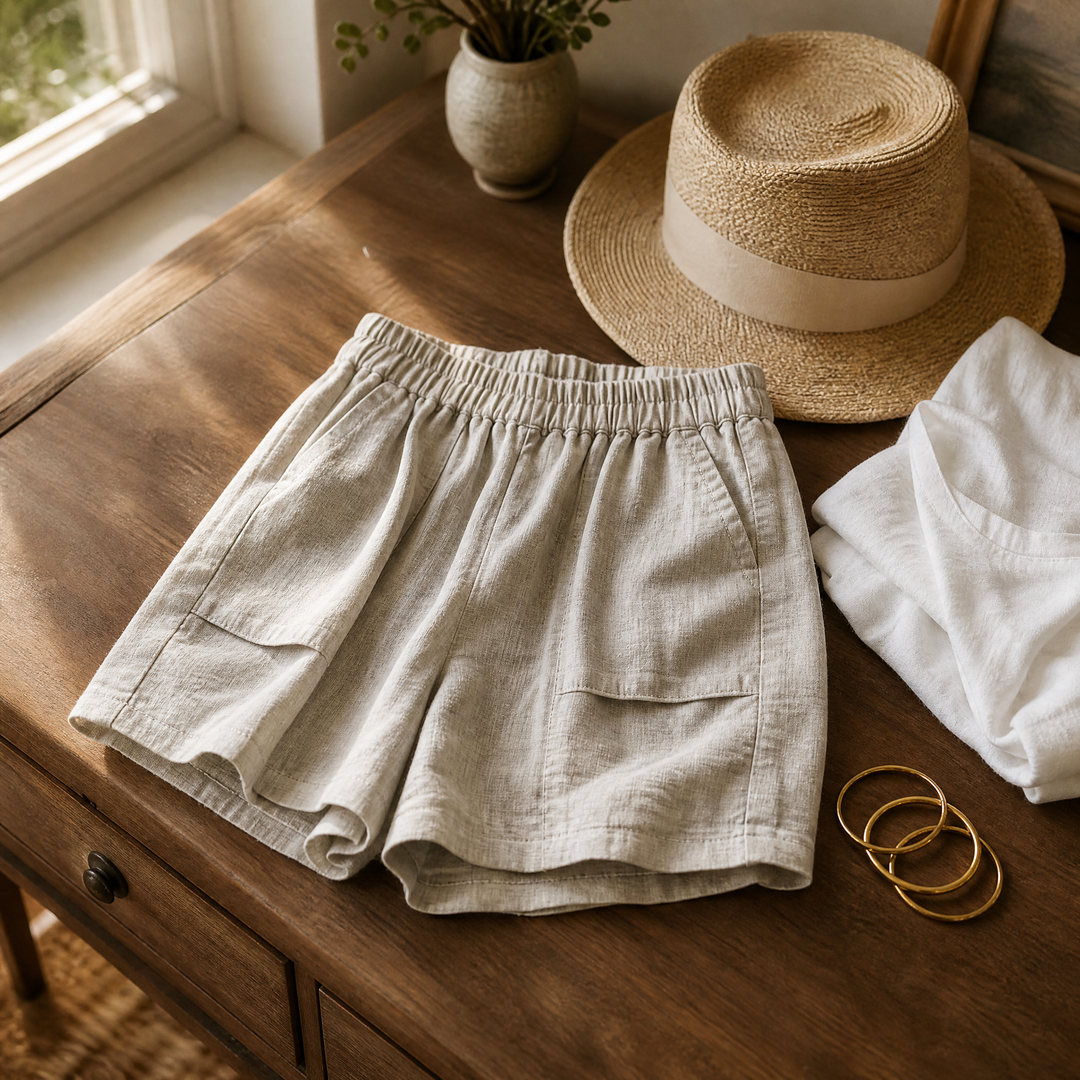 Linora - Women's Loose Linen Shorts with Deep Pockets