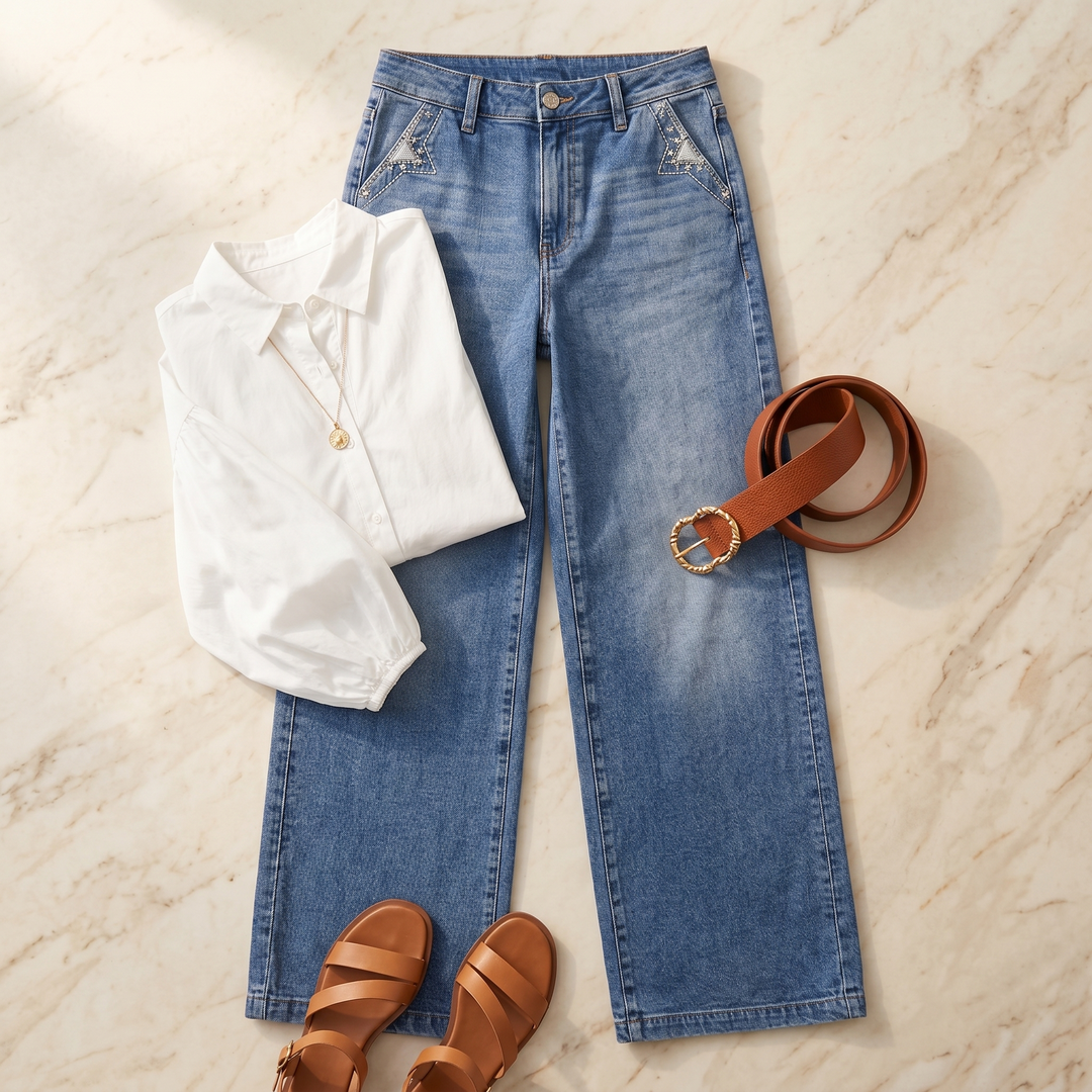 Luvenza™ - Vintage Wide-Leg Flare Jeans for Effortless Style