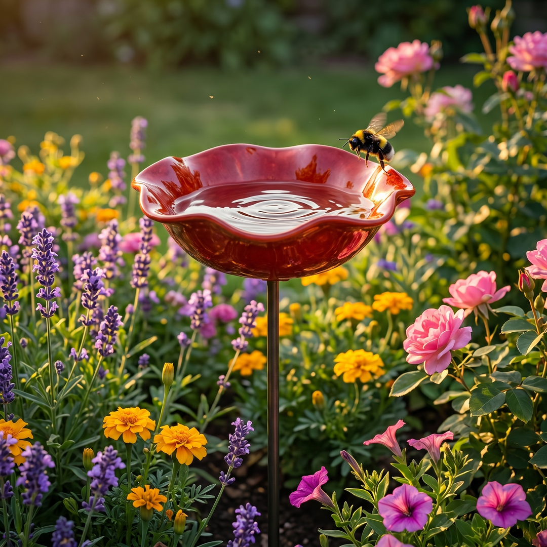 Petalune™ – Handcrafted Flower Bird Bath Garden Stake