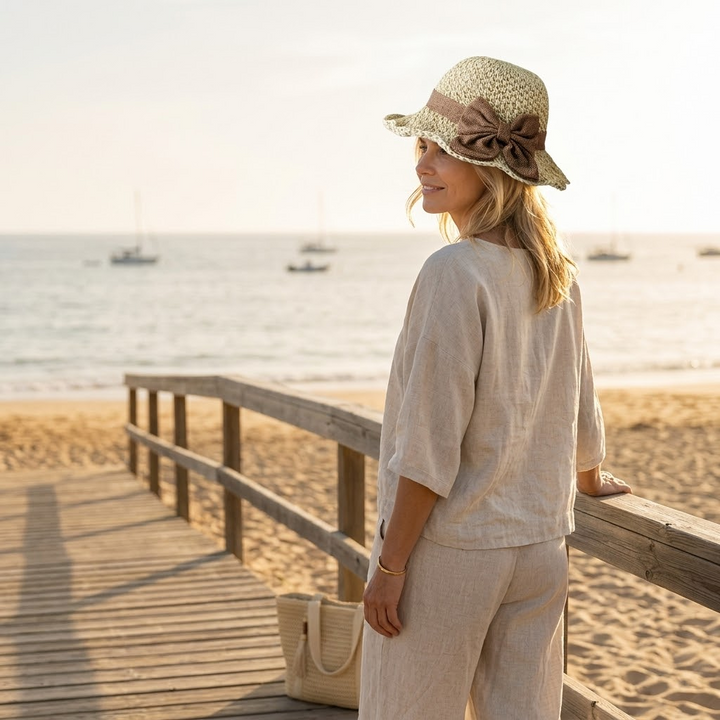 Bellabrim™ – Woven Straw Hat with Bow Detail