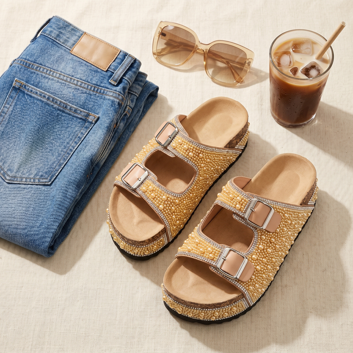 Pearlique™ – Pearl Platform Slide Sandals