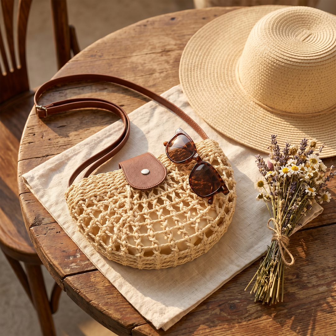 Boheme™ - Woven Straw Crossbody Bag for Effortless Summer Style